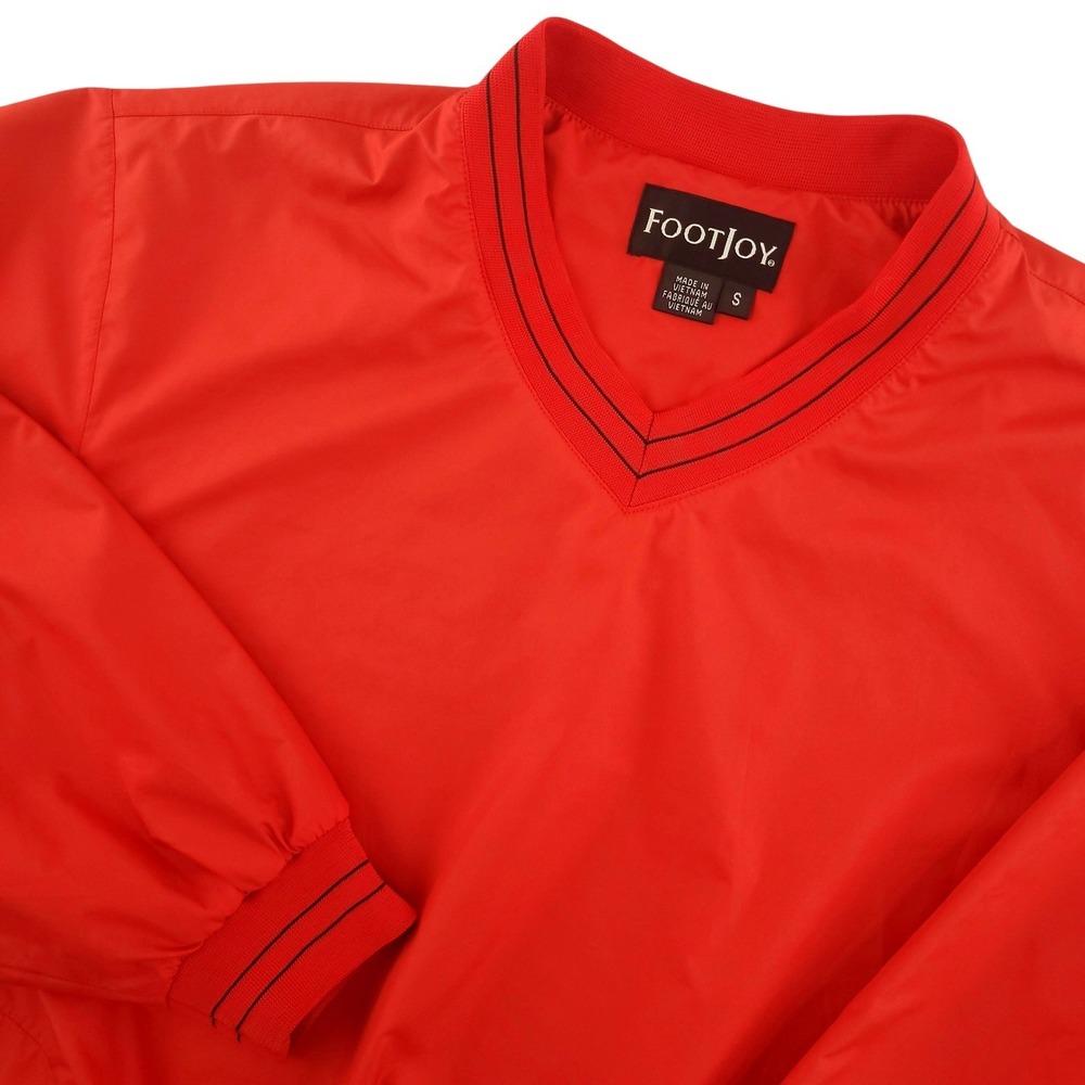 FootJoy Windbreaker Pullover Mens Small Red V Neck Long Sleeve Golf Jacket